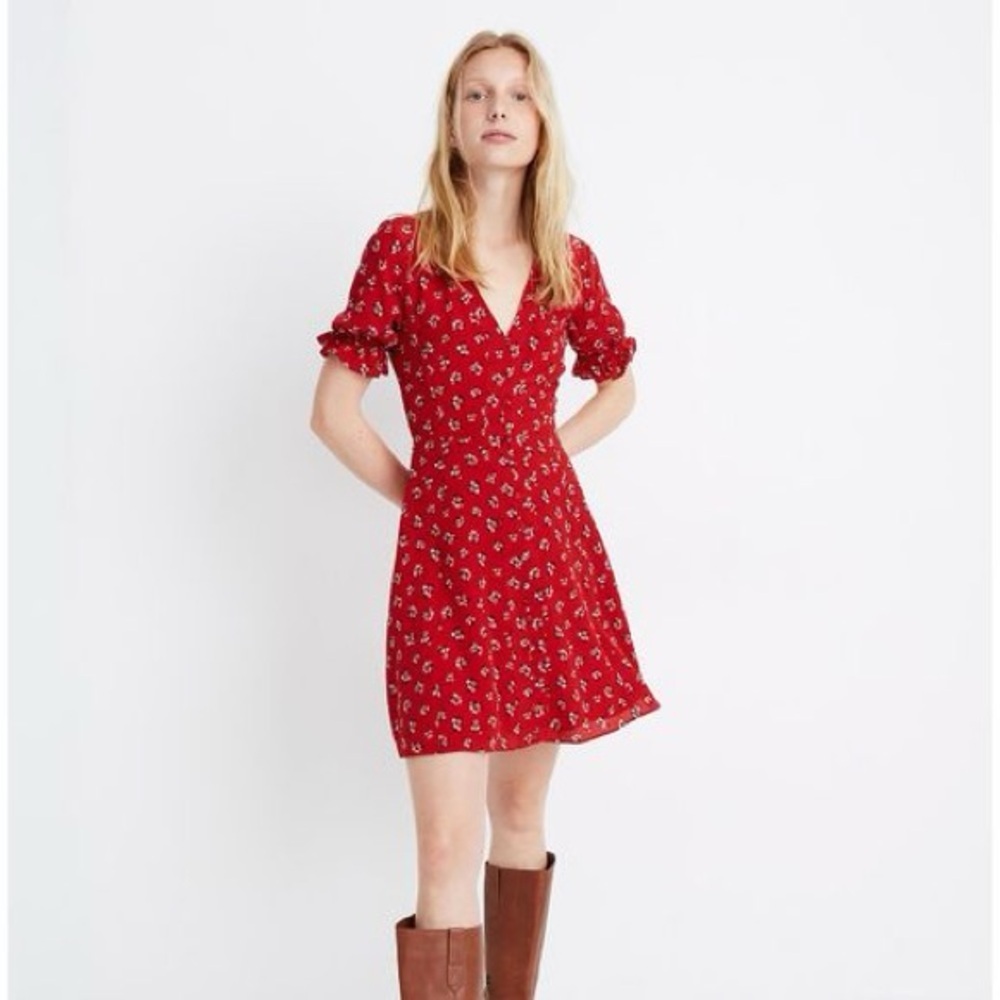 Madewell Red Floral Dress